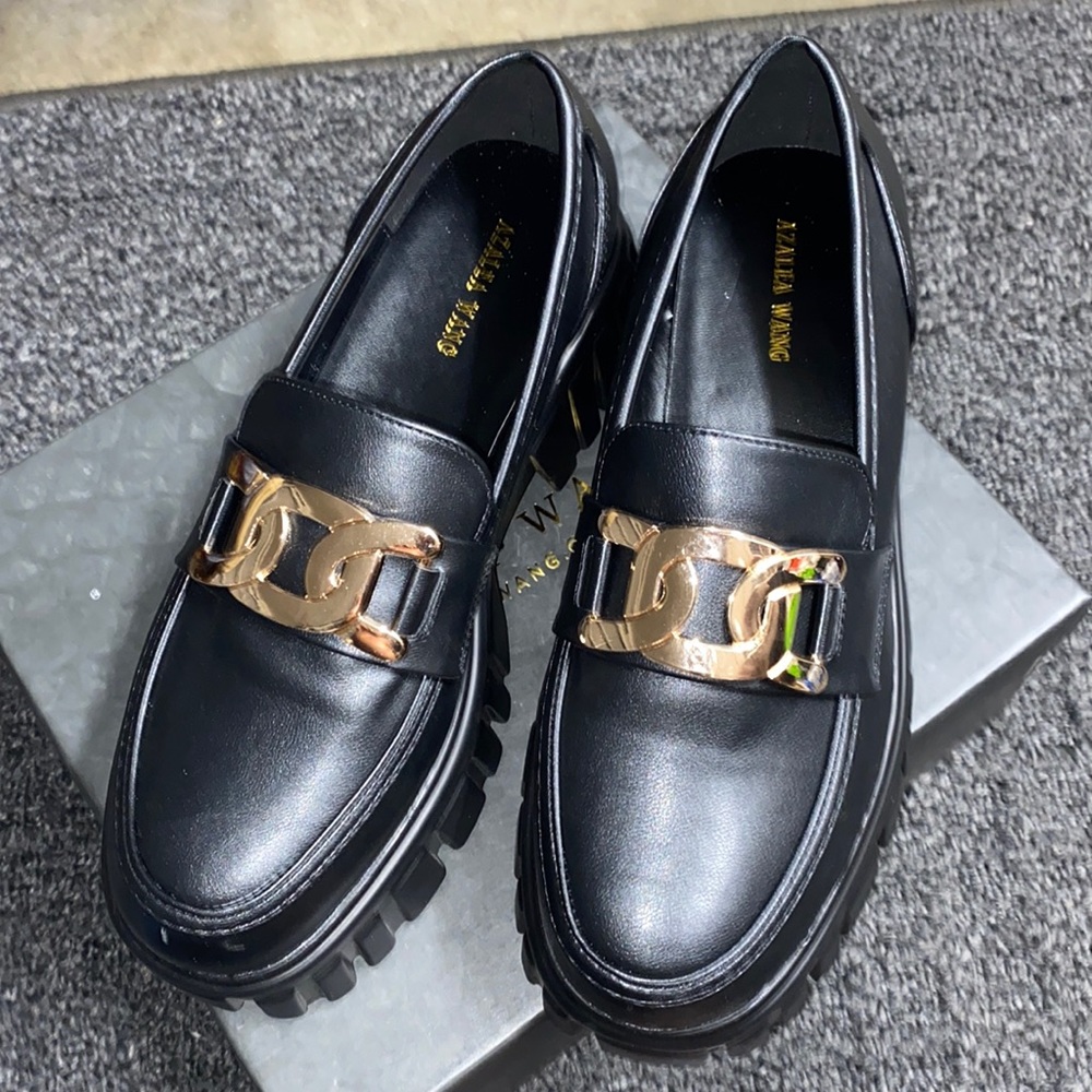 Black loafers platform